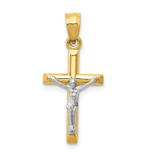 14k-two-tone-hollow-crucifix-charm-SolomonJeweler-Wichita-KS-CustomJewelry