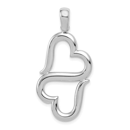 14k-white-gold-3-d-solid-double-hanging-hearts-pendant-SolomonJeweler-Wichita-KS-CustomJewelry