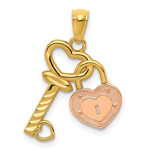 14k-two-tone-heart-lock-and-key-pendant-SolomonJeweler-Wichita-KS-CustomJewelry