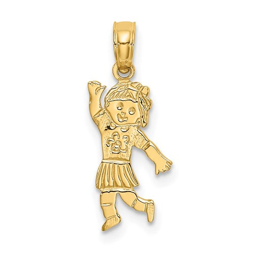 14k-girl-waving-with-flower-on-blouse-charm-SolomonJeweler-Wichita-KS-CustomJewelry
