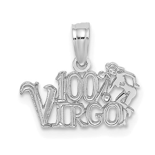 14k white gold Virgo zodiac charm pendant from Solomon Jewelers, featuring a detailed Virgo symbol and polished finish.