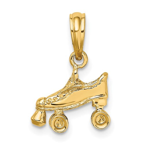Gold 14K 3-D roller skate charm pendant from Solomon Jewelers with detailed craftsmanship, perfect for jewelry accessories.