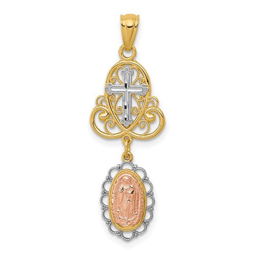 14k-two-tone-w-white-rhodium-lady-guadalupe-cross-pendant-SolomonJeweler-Wichita-KS-CustomJewelry