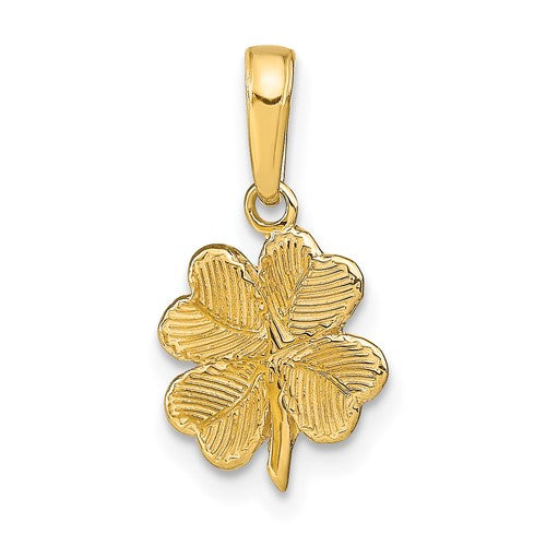 14k-polished-and-textured-4-leaf-clover-pendant-SolomonJeweler-Wichita-KS-CustomJewelry