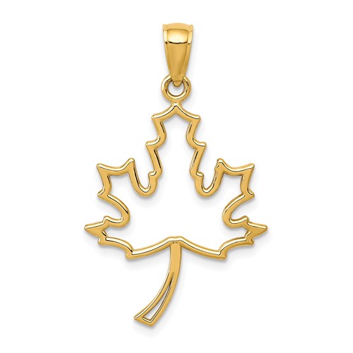 14k-polished-cut-out-maple-leaf-pendant-SolomonJeweler-Wichita-KS-CustomJewelry