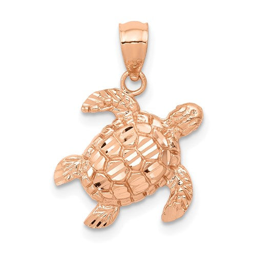14k-rose-gold-diamond-cut-turtle-pendant-SolomonJeweler-Wichita-KS-CustomJewelry