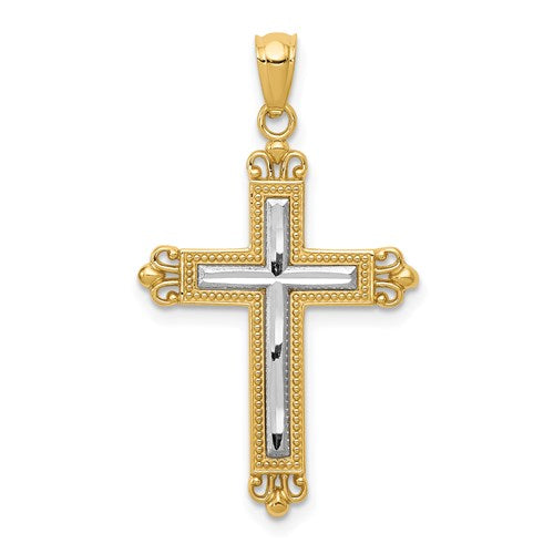 14k-w-rhodium-diamond-cut-cross-pendant-SolomonJeweler-Wichita-KS-CustomJewelry