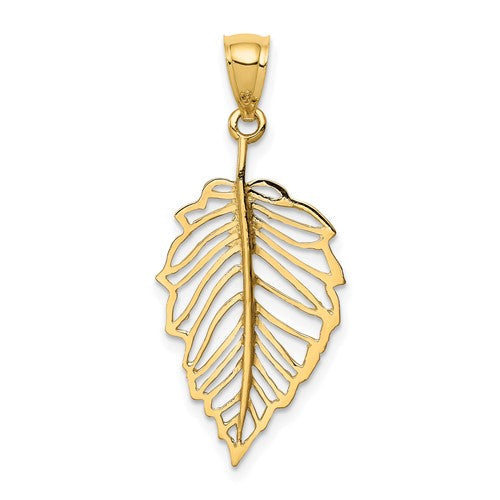 14k-polished-leaf-pendant-SolomonJeweler-Wichita-KS-CustomJewelry