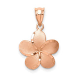 14k-rose-brushed-diamond-cut-plumeria-pendant-SolomonJeweler-Wichita-KS-CustomJewelry