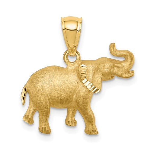 14k-brushed-diamond-cut-elephant-pendant-SolomonJeweler-Wichita-KS-CustomJewelry