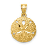 14k-brushed-diamond-cut-sand-dollar-pendant-SolomonJeweler-Wichita-KS-CustomJewelry