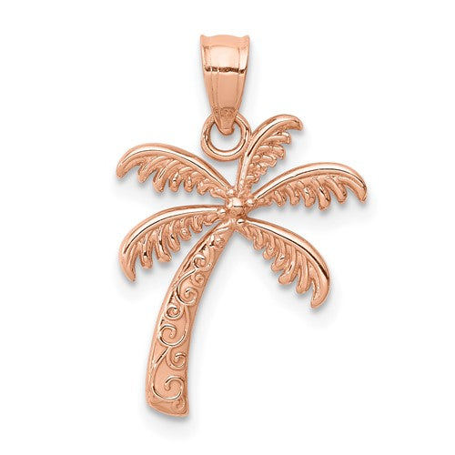 14k-rose-polished-palm-tree-pendant-SolomonJeweler-Wichita-KS-CustomJewelry
