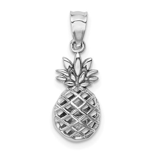 14k-white-polished-3d-pineapple-pendant-SolomonJeweler-Wichita-KS-CustomJewelry
