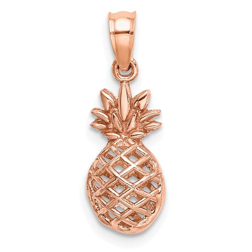14k-rose-polished-3d-pineapple-pendant-SolomonJeweler-Wichita-KS-CustomJewelry