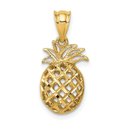 14k-polished-diamond-cut-3d-pineapple-pendant-SolomonJeweler-Wichita-KS-CustomJewelry