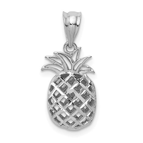 14k-white-polished-diamond-cut-3d-pineapple-pendant-SolomonJeweler-Wichita-KS-CustomJewelry
