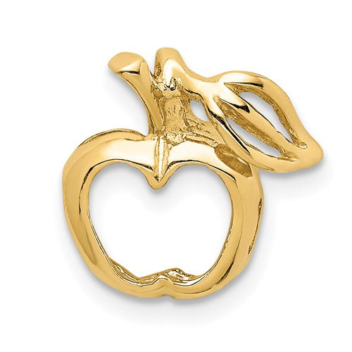14K polished gold Apple chain slide pendant with cut-out design from Solomon Jewelers, jewelry accessory for necklaces.