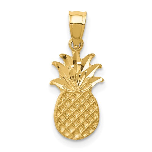 14k-brushed-diamond-cut-pineapple-pendant-SolomonJeweler-Wichita-KS-CustomJewelry