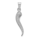 14k-white-brushed-3d-italian-horn-pendant-SolomonJeweler-Wichita-KS-CustomJewelry