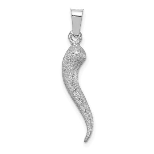 14k-white-brushed-3d-italian-horn-pendant-SolomonJeweler-Wichita-KS-CustomJewelry