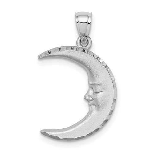 14k-white-gold-satin-diamond-cut-moon-pendant-SolomonJeweler-Wichita-KS-CustomJewelry