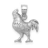 14k-white-gold-satin-diamond-cut-rooster-pendant-SolomonJeweler-Wichita-KS-CustomJewelry