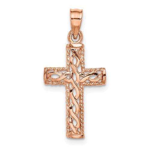 14k-rose-polished-braided-cross-pendant-SolomonJeweler-Wichita-KS-CustomJewelry