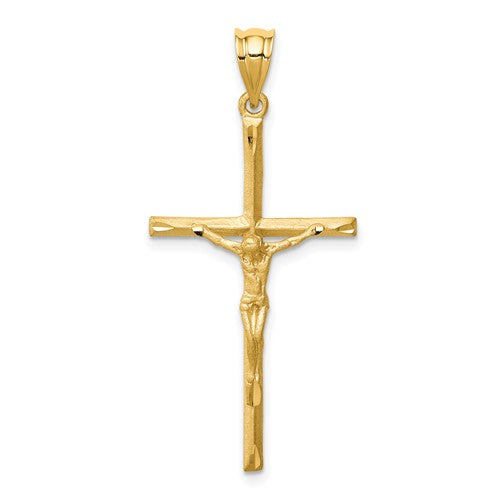 14k-brushed-diamond-cut-crucifix-cross-pendant-SolomonJeweler-Wichita-KS-CustomJewelry