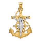 14k-two-tone-polished-satin-d-c-mariner-crucifix-pendant-SolomonJeweler-Wichita-KS-CustomJewelry