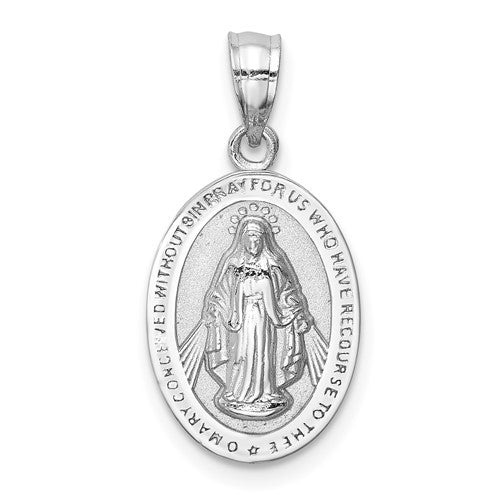 14k-white-polished-miraculous-medal-pendant-SolomonJeweler-Wichita-KS-CustomJewelry