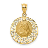 14k-brushed-polished-virgin-mary-pendant-SolomonJeweler-Wichita-KS-CustomJewelry