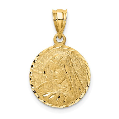 14k-brushed-diamond-cut-virgin-mary-pendant-SolomonJeweler-Wichita-KS-CustomJewelry