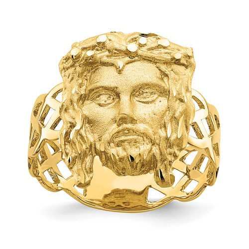 14k-brushed-polished-d-c-jesus-head-ring-SolomonJeweler-Wichita-KS-CustomJewelry