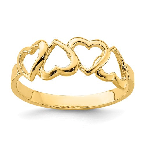14K polished heart-shaped ring from Solomon Jewelers, showcasing a shiny gold jewelry ring with a heart design.