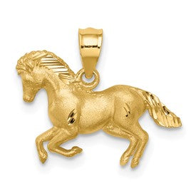 14k-brushed-and-diamond-cut-horse-pendant-SolomonJeweler-Wichita-KS-CustomJewelry
