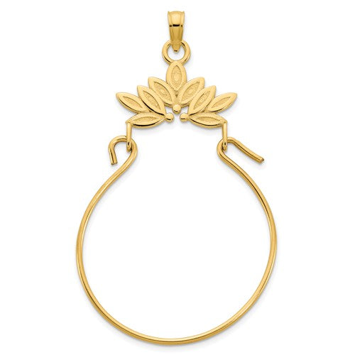 14k gold fancy charm holder pendant featuring intricate design, perfect for adding a personalized touch to jewelry collections.