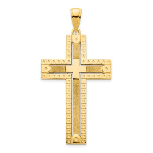 14k-fancy-sandblasted-cross-pendant-SolomonJeweler-Wichita-KS-CustomJewelry