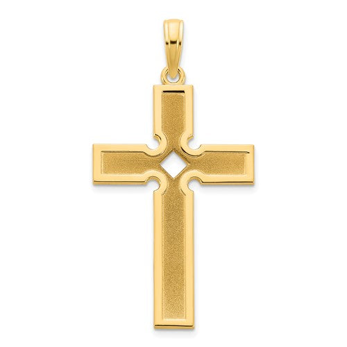 14k-polished-and-satin-cross-pendant-SolomonJeweler-Wichita-KS-CustomJewelry