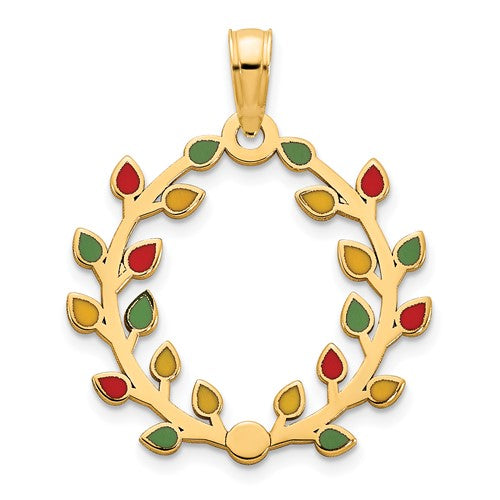 14k-polished-epoxy-christmas-light-wreath-pendant-SolomonJeweler-Wichita-KS-CustomJewelry