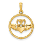 14k-polished-circle-claddagh-pendant-SolomonJeweler-Wichita-KS-CustomJewelry