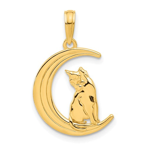 14k-polished-cat-sitting-on-moon-pendant-SolomonJeweler-Wichita-KS-CustomJewelry