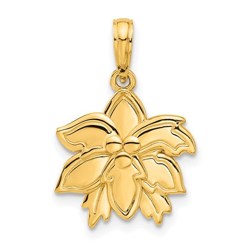 14k-polished-poinsettia-floral-pendant-SolomonJeweler-Wichita-KS-CustomJewelry