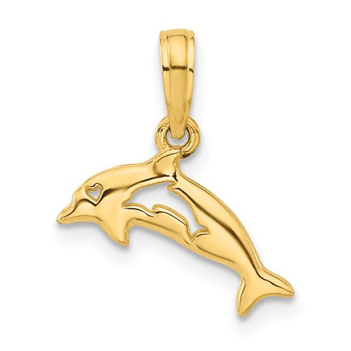 14k-polished-dolphin-with-cut-out-baby-dolphin-pendant-SolomonJeweler-Wichita-KS-CustomJewelry