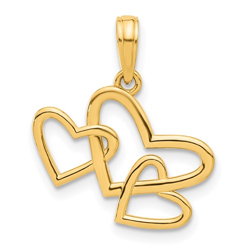 14k-polished-triple-heart-pendant-SolomonJeweler-Wichita-KS-CustomJewelry