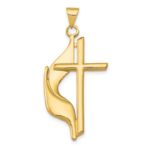14k-polished-cross-w-drape-pendant-SolomonJeweler-Wichita-KS-CustomJewelry