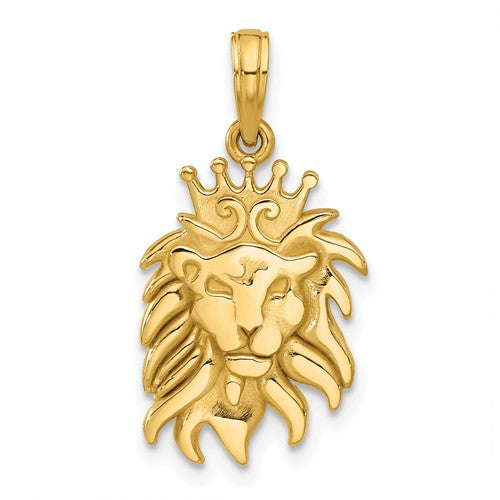 14k-polished-lion-head-with-crown-pendant-SolomonJeweler-Wichita-KS-CustomJewelry