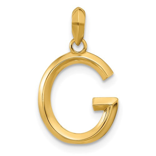 14k gold letter G pendant from Solomon Jewelers, featuring a fancy design, ideal for necklaces and personalized jewelry.