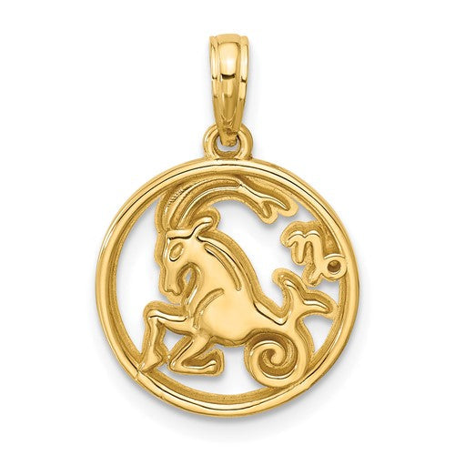 14k-polished-round-capricorn-pendant-SolomonJeweler-Wichita-KS-CustomJewelry