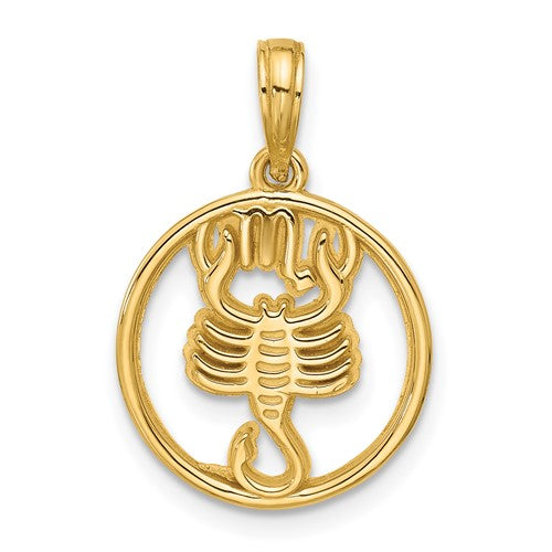 14k-polished-round-scorpio-pendant-SolomonJeweler-Wichita-KS-CustomJewelry