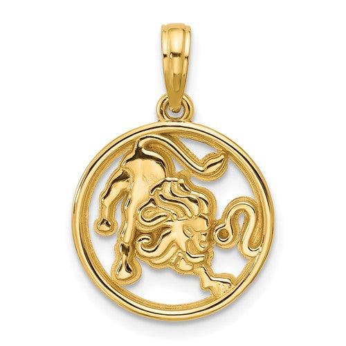 14k-polished-round-leo-pendant-SolomonJeweler-Wichita-KS-CustomJewelry
